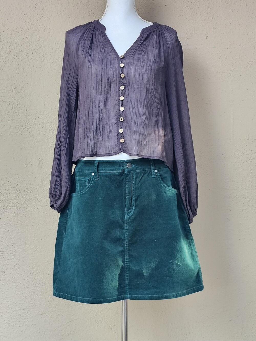 Market & Spruce Teal Corduroy Cotton Blend Skirt Sz 14